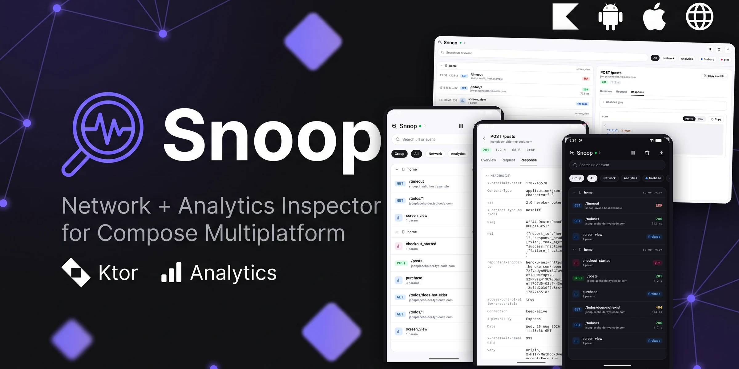 Snoop — network and analytics inspector for Compose Multiplatform